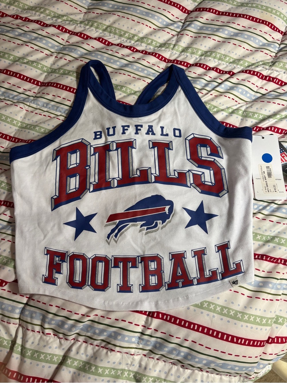 47 Buffalo Bills White, Blue & Red Crop Tank